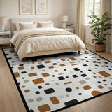 Tan Black Geometric Modern Area Rug