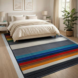 Multi-color and Patterns Vibrant Rainbow Stripe Geometric Area Rug