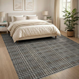 Brown Tan Plaid Woven Area Rug