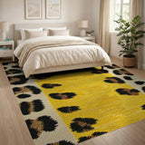 Vibrant Yellow Leopard Print Runner Rug