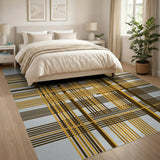 Bold Yellow Brown Plaid Geometric Area Rug