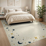 Celestial Gold Stars Navy Moons Distressed Rug