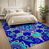 Intricate Blue Teal Persian Mandala Area Rug