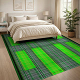 Geometric Modern Vibrant Green Plaid Geometric Area Rug