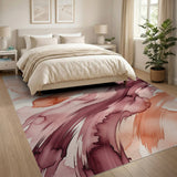 Blush Burgundy Fluid Abstract Area Rug