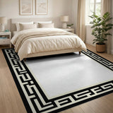 Geometric Modern Black White Greek Key Geometric Area Rug
