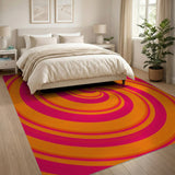 Hypnotic Pink Orange Swirl Area Rug