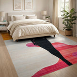 Abstract Black Silhouette Woman Multi-Color Area Rug