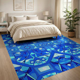 Vibrant Blue Geometric Symmetry Area Rug