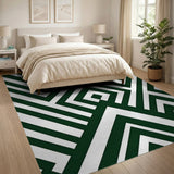 Emerald Green Geometric Zigzag Area Rug