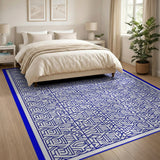 Intricate Blue Geometric Maze Area Rug