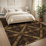 Brown Vintage Buckle Strap Area Rug