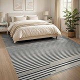 Geometric Modern Modern Black White Horizontal Stripe Area Rug