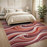Pink Sweeping Pink Waves Abstract Area Rug