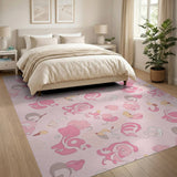 Whimsical Pink Abstract Blobs Area Rug