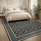 Traditional Persian Intricate Black White Persian Area Rug
