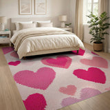Playful Pink Hearts Tufted Area Rug