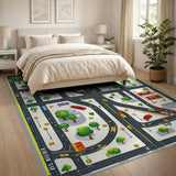 Vibrant Kids City Road Map Play Rug