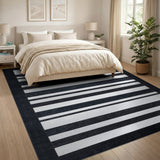 Bold Horizontal Geometric Modern Bold Black White Horizontal Stripe Area Rug