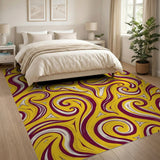 Yellow Vibrant Yellow Swirl Abstract Area Rug