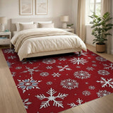 Festive Red Snowflake No. 2 Area Rug