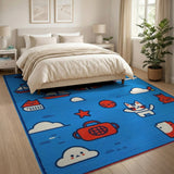 Cute Cartoon Cats Sea Adventure Blue Rug