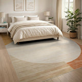 Abstract Cream Circle Beige Orange Area Rug