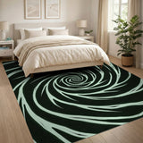 Hypnotic Neon Green Spiral Area Rug