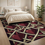 Red Hearts Woven Lattice Area Rug