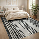 Bold Black White Vertical Stripe No. 14 Area Rug