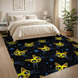 Cosmic Yellow Cartoon Cats Area Rug