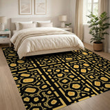 Bold Black and Yellow Geometric Frame Rug