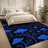 Whimsical Blue Mushroom Vine Area Rug