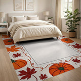 Autumn Greeting Pumpkins Maple Leaves Rug