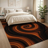 Orange Vortex Swirl Area Rug