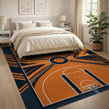 Basketball Court Area Rug - Vibrant Orange Geometric