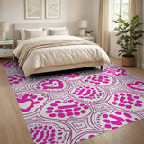 Whimsical Pink Heart Outline Area Rug
