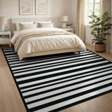 Bold Black White Horizontal Striped Black and White Area Rug