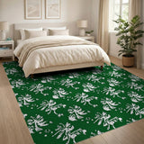 Emerald Green Abstract Foliage Pattern Area Rug
