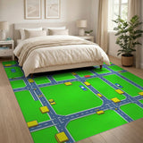 Pixel Art City Street Kids Area Rug