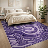 Abstract Area Purple Swirl Vortex Area Rug