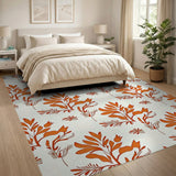 Terracotta Leaf Bloom Area Rug