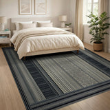 Black White Heritage Tribal Woven Area Rug