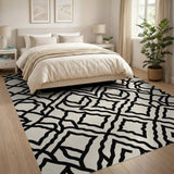Geometric Modern Black White Geometric Trellis Area Rug