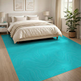 Blue and Teal Teal Contour Wave Abstract Area Rug
