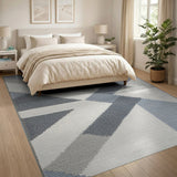 Modern Geometric Blue Grey Area Rug