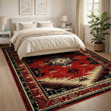 Red Southwestern Distressed Geometric Rug