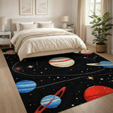 Pixelated Solar System Kids Area Rug
