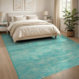 Teal Wavy Stripe Coastal Area Rug