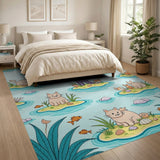 Playful Cartoon ABC Island Kids Rug